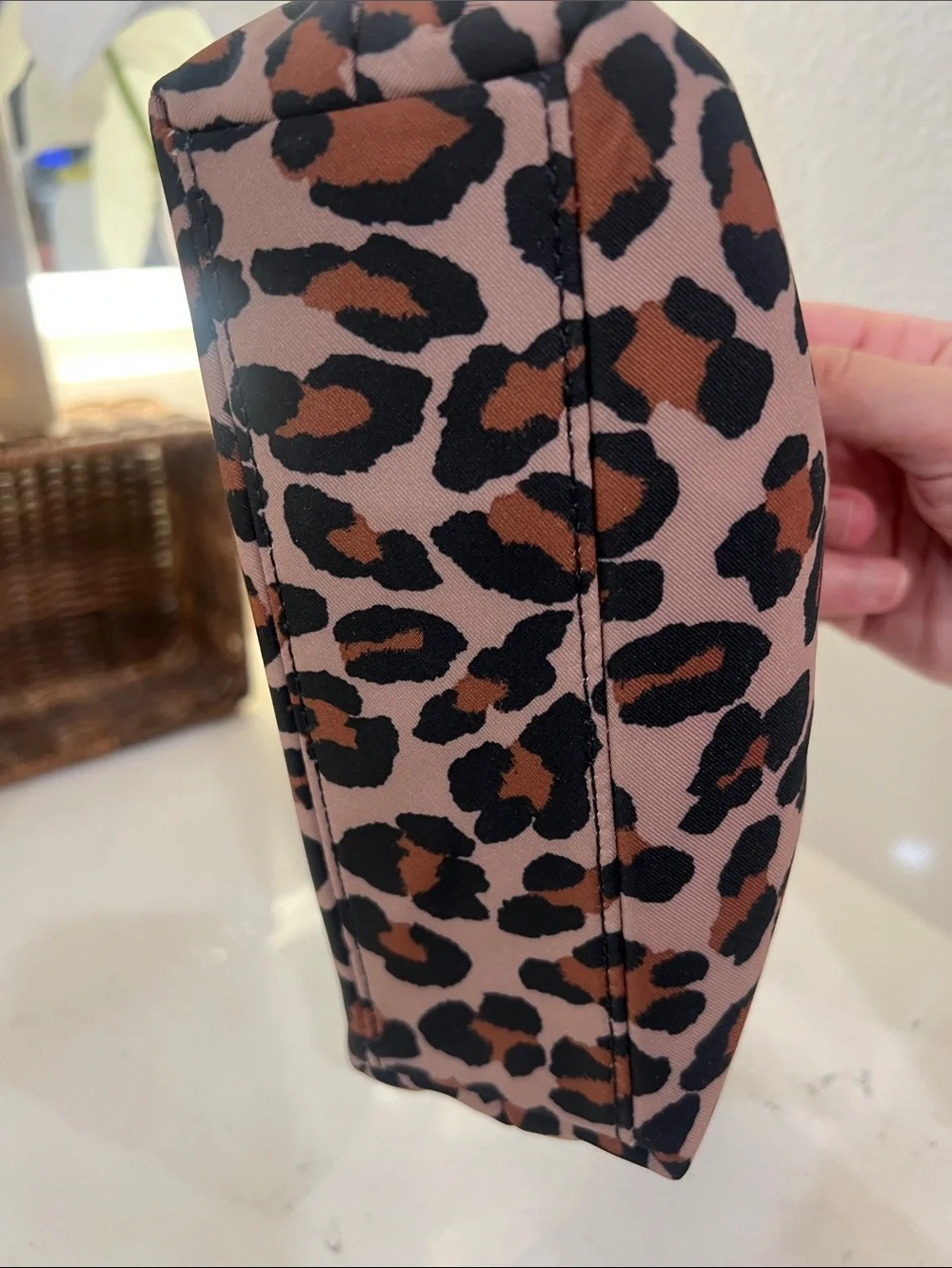 kate spade Leopard-Print Cosmetic Pouch — Pink & Brown